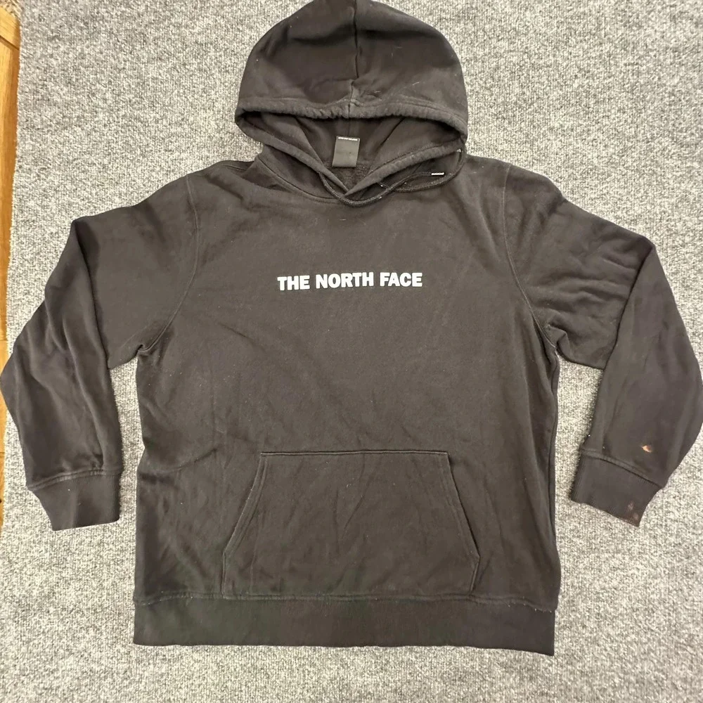 The North Face Mens Black‎ Logo Pullover Hoodie Sweatshirt XL Cotton Blend #365